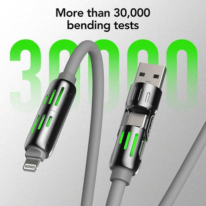 كابل شحن سريع USB متعدد 4 في 1 — لايتنينج، تايب سي، ومايكرو USB